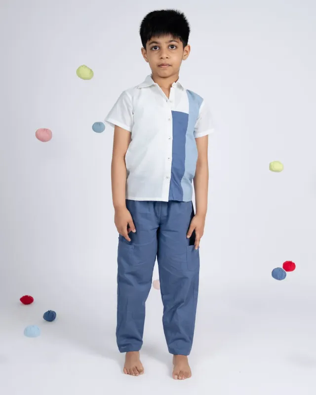 Our Dve Urban Boy camicia bambino bianco blu cotone
