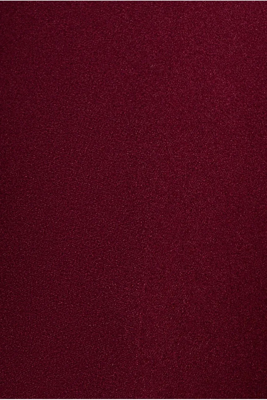 Goddiva Bow Cape abito maxi bordeaux monospalla raso