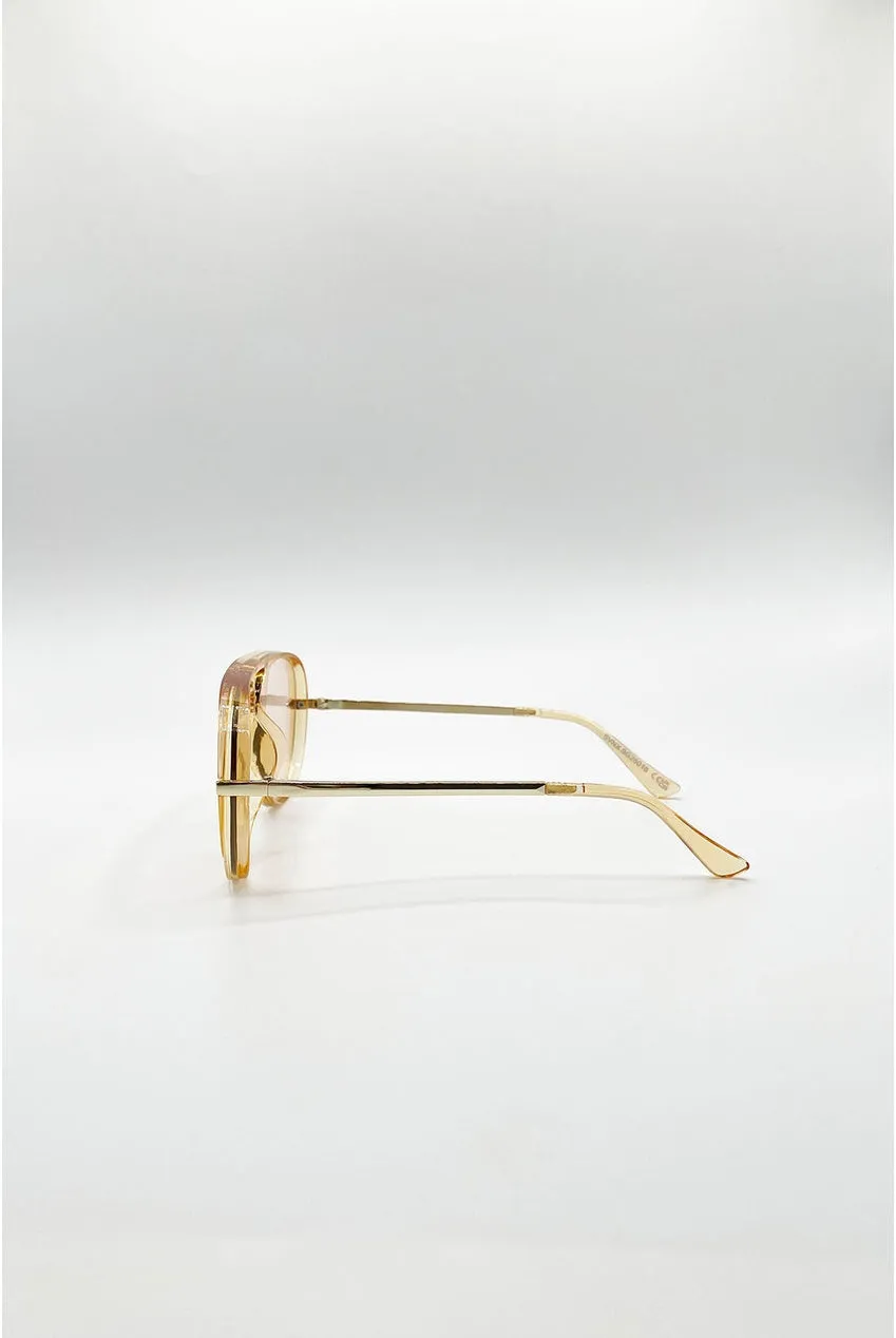 SVNX Bold Aviator occhiali da sole metallo champagne