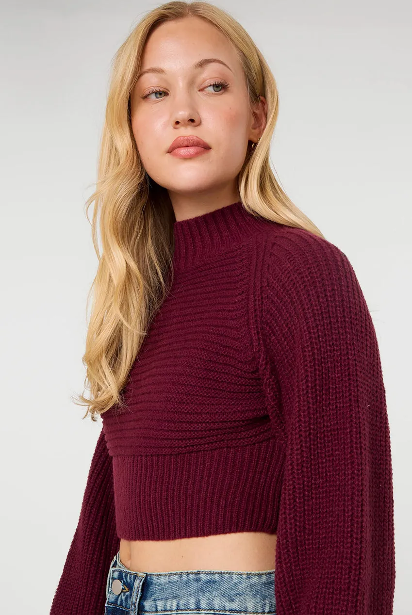 Pink Vanilla High Neck maglione bordeaux collo alto