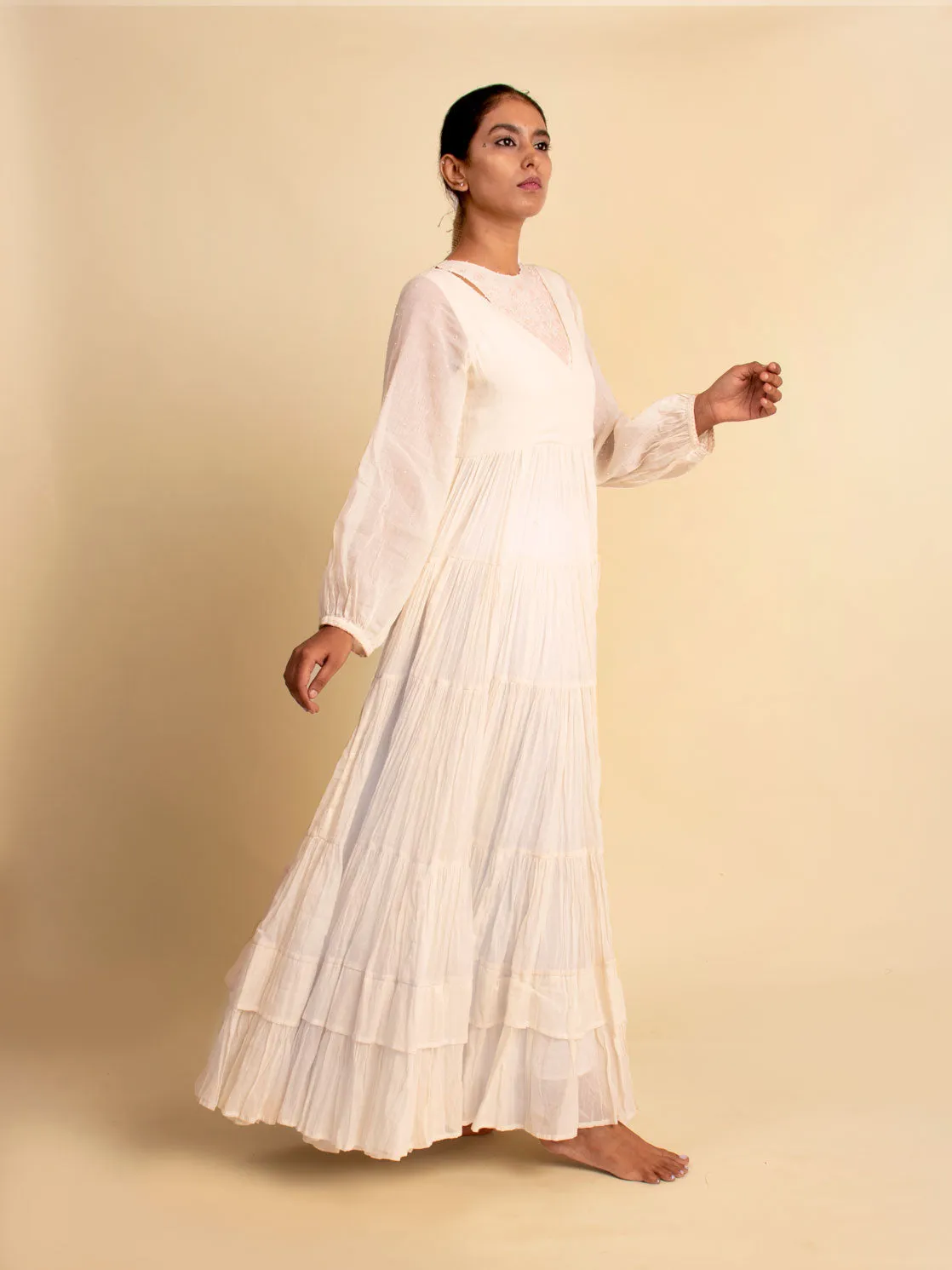 Our Dve Maldi vestito lungo beige cotone 137 cm