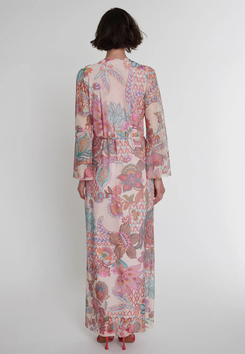 Ana Alcazar Pelaroly caftano maxi floreale rosa