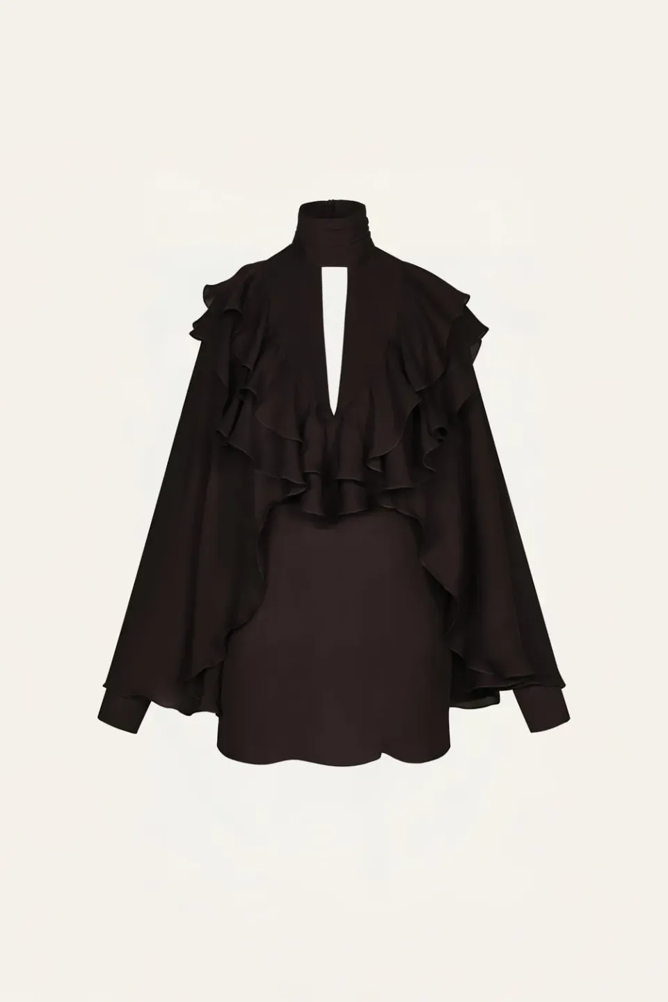 Johanna Ortiz Aroma Invernal camicia seta marrone volant