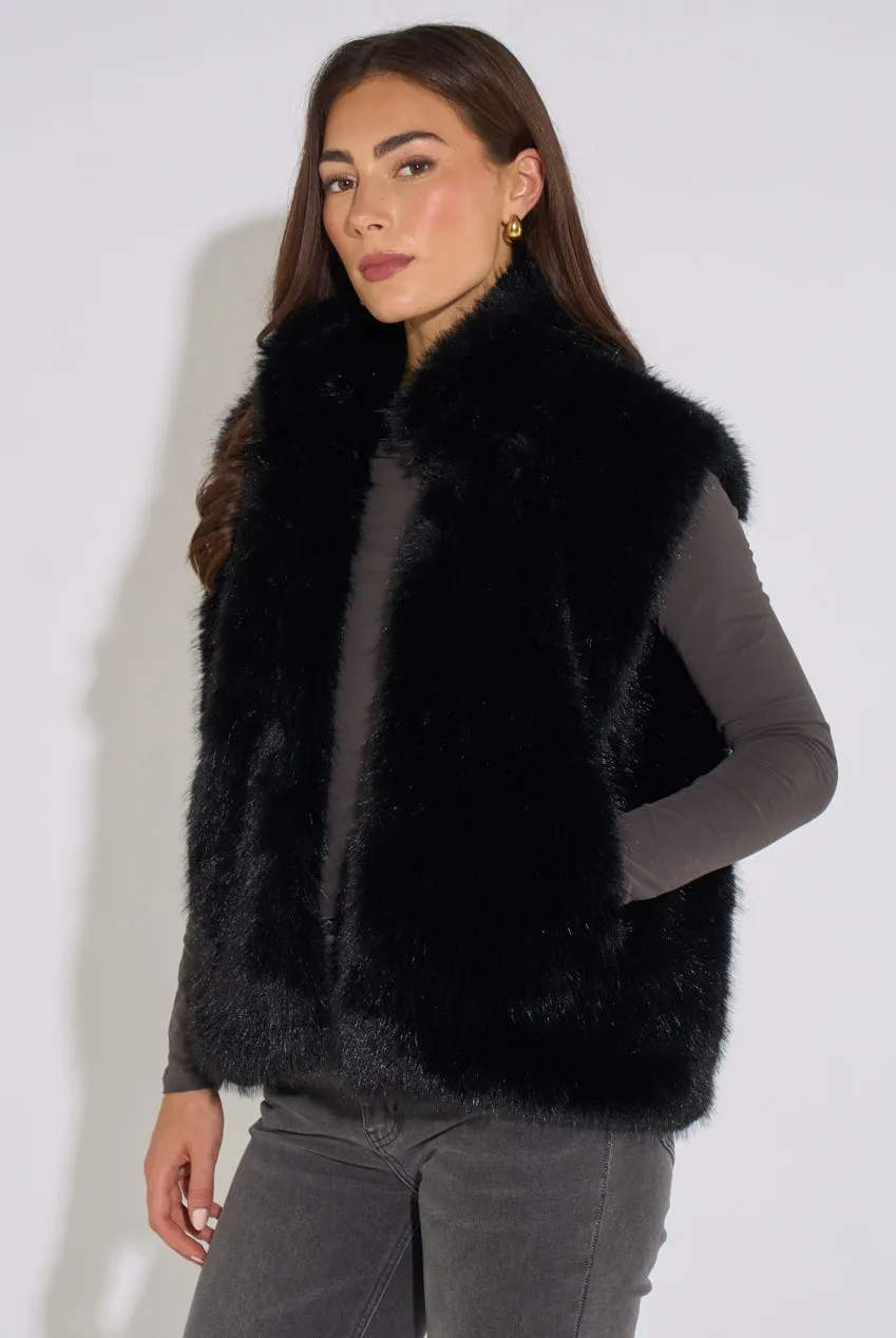 Gini London Boxy Gilet Pelliccia Ecologica Nero S-XL