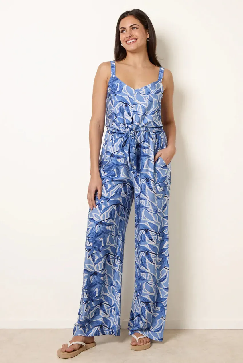 Blue Vanilla Tie Front tuta navy scollo a V viscosa