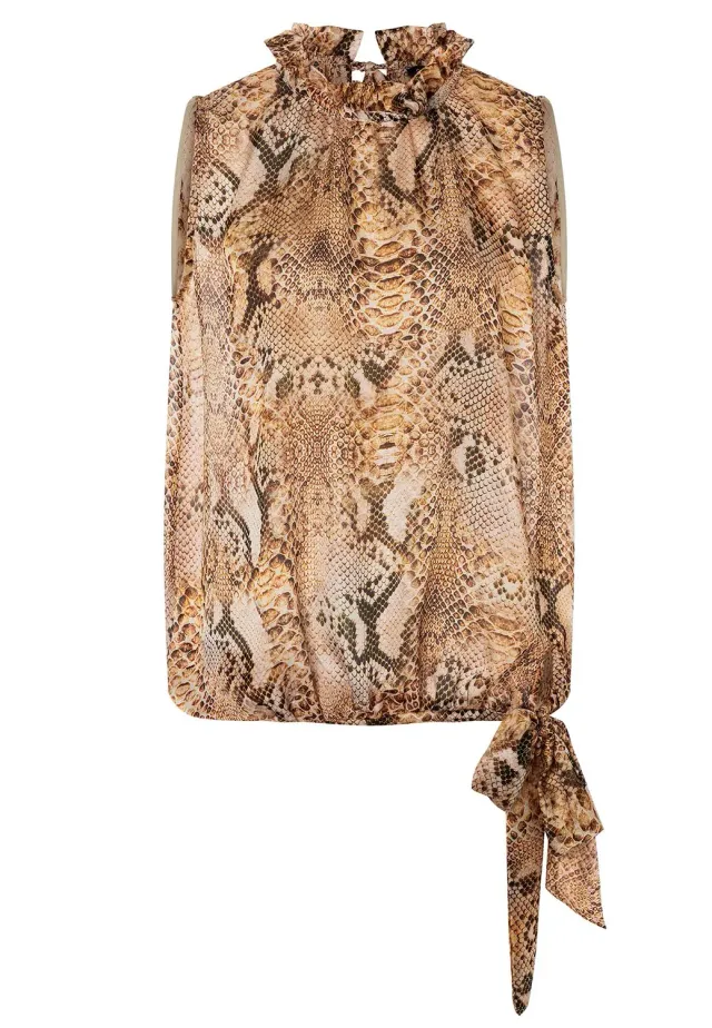 Ana Alcazar Pakosa top chiffon smanicato stampa snake