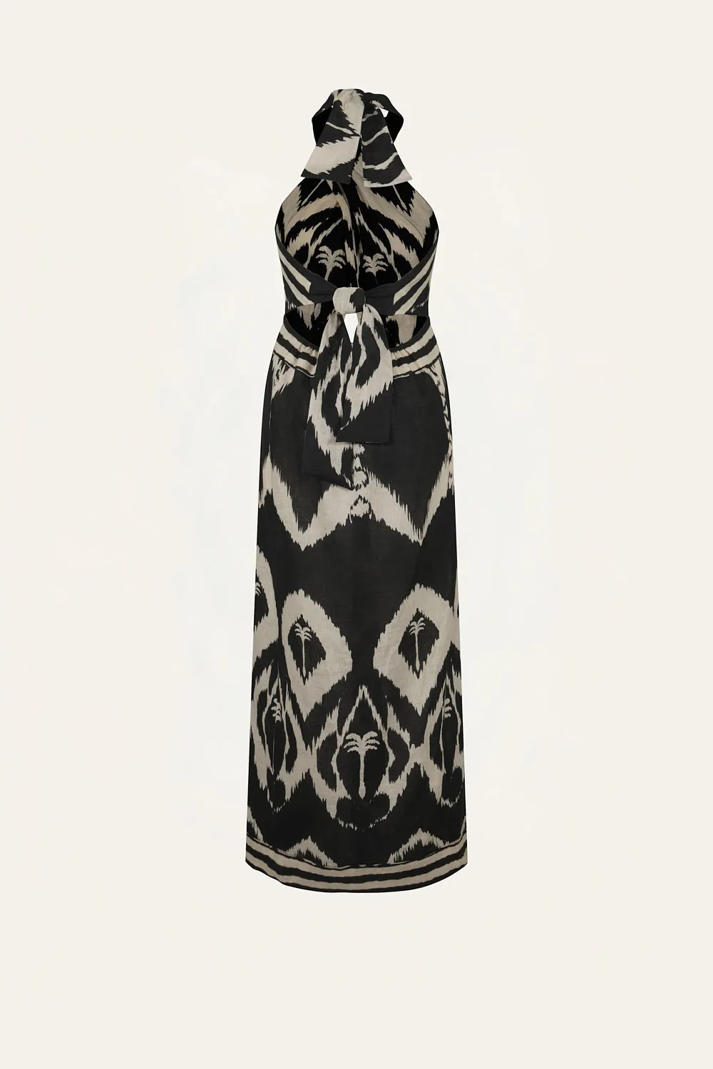Johanna Ortiz Buen Viento vestito midi lino nero
