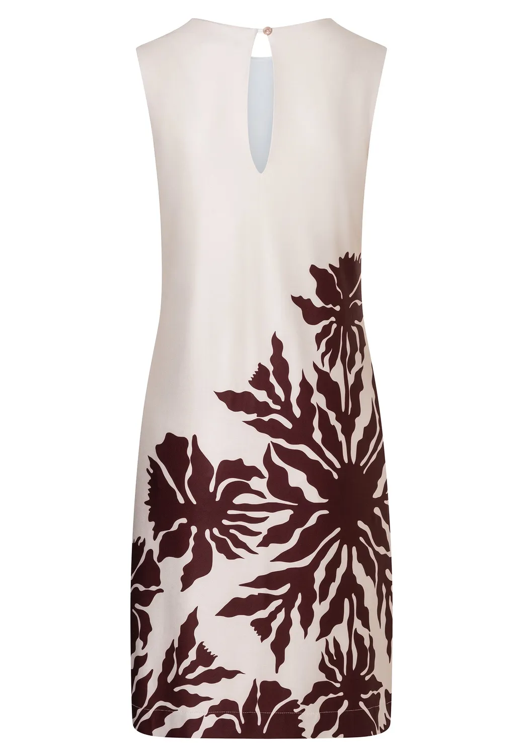 Ana Alcazar Doryma abito beige fiori linea A smanicato