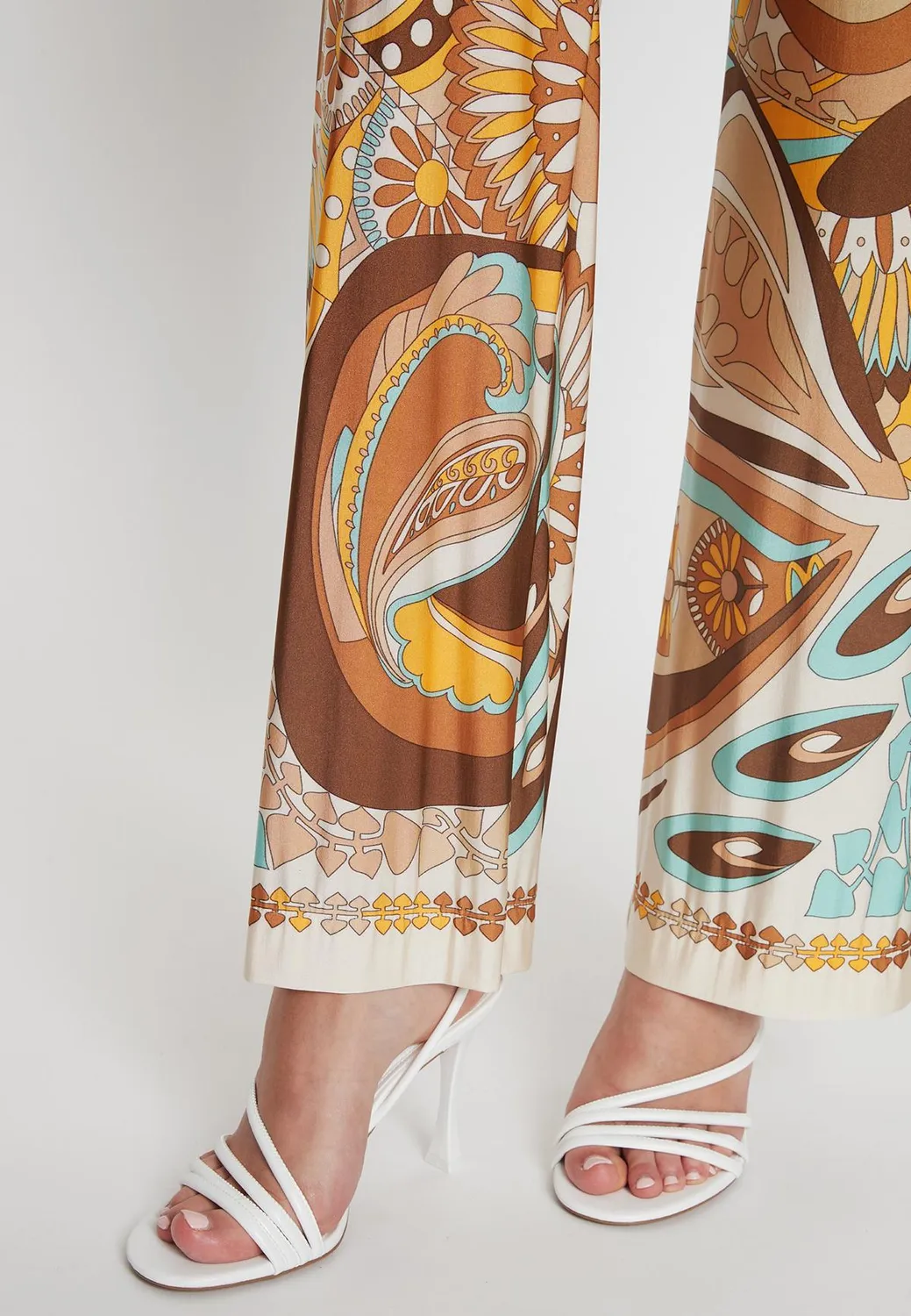 Ana Alcazar Pikila pantaloni jersey stampa marrone