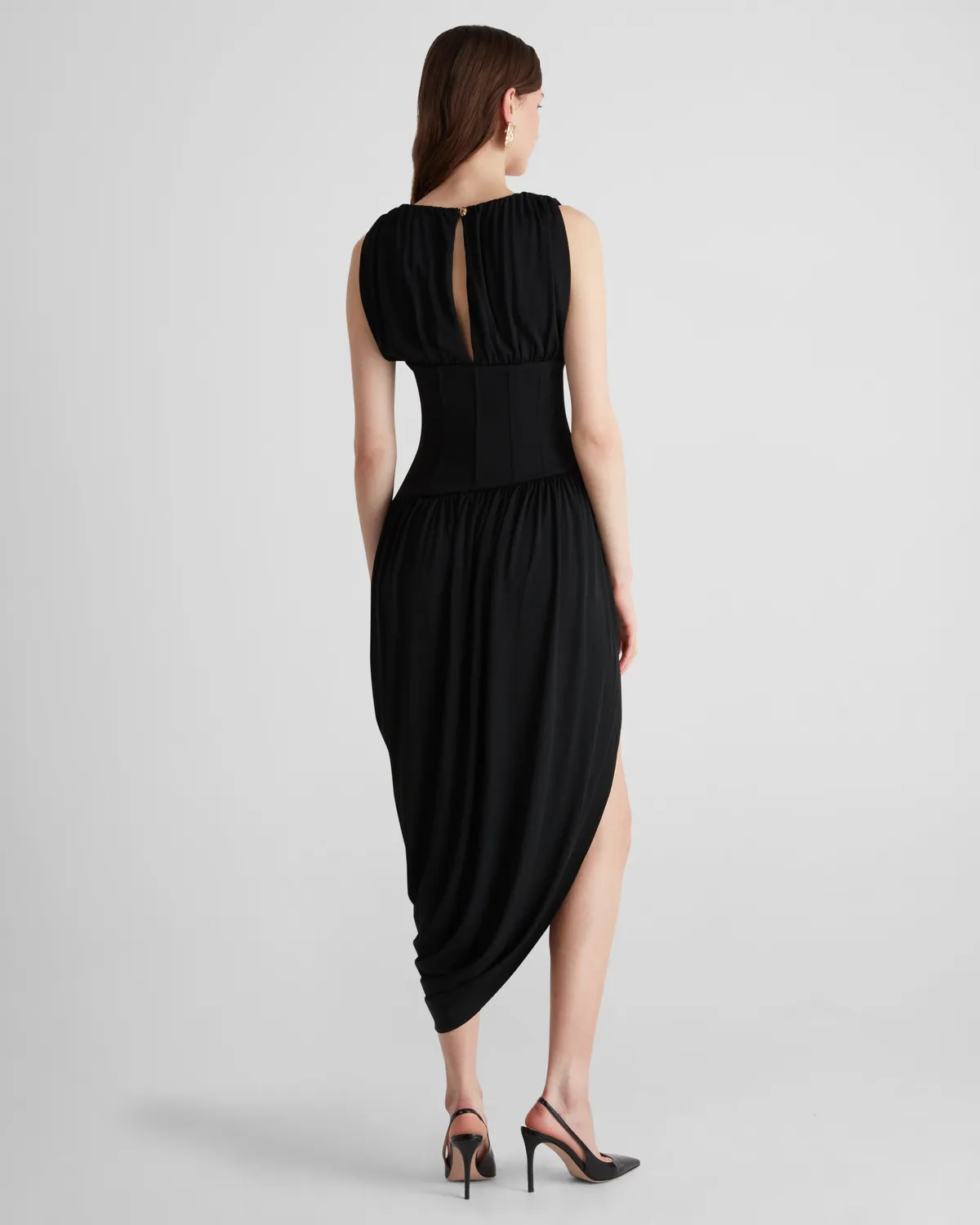 Violante Nessi Fila abito nero jersey scollo a V