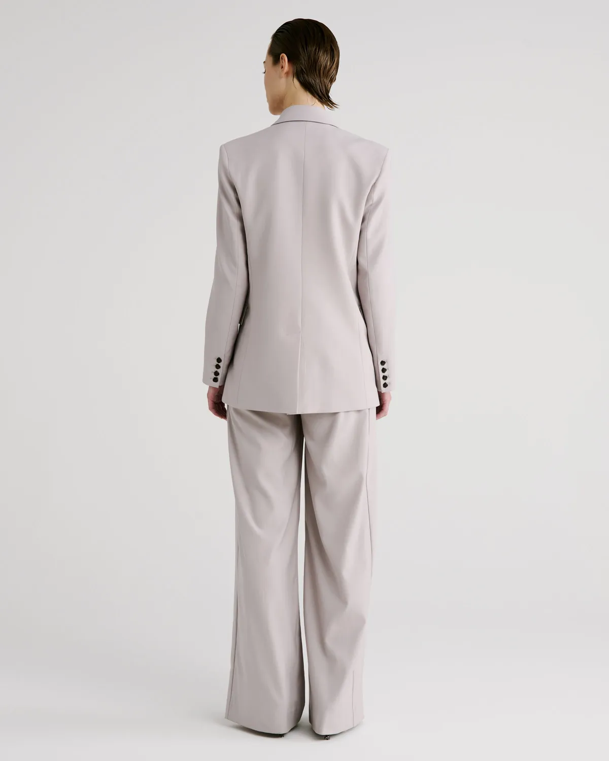 Violante Nessi Sugar blazer doppiopetto taupe crepe lana