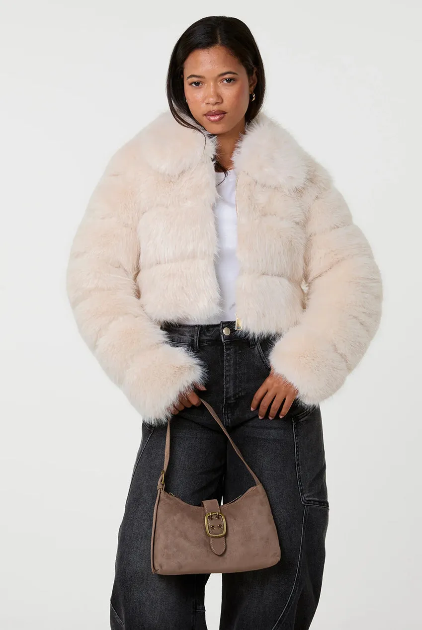 Pink Vanilla Faux Fur cappotto corto crema S/M