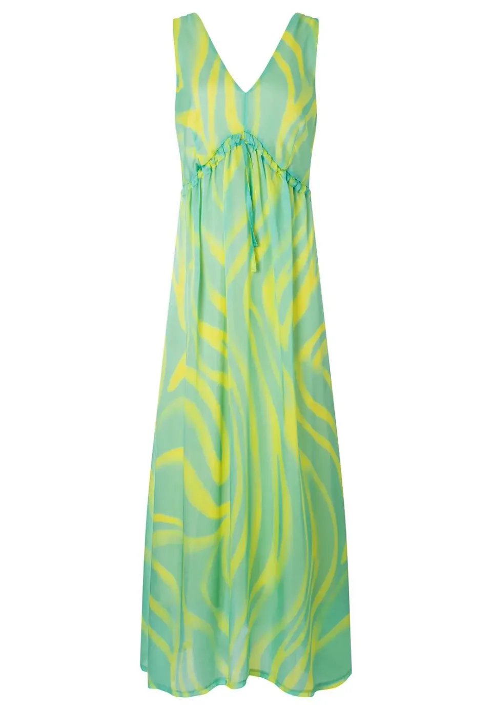 Ana Alcazar Peddy maxi abito chiffon giallo animalier