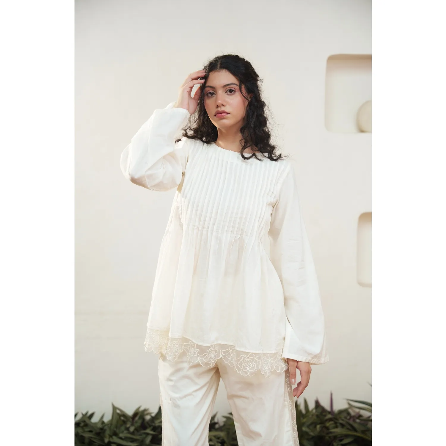 Our Dve Capsule 3 set top pantalone beige cotone