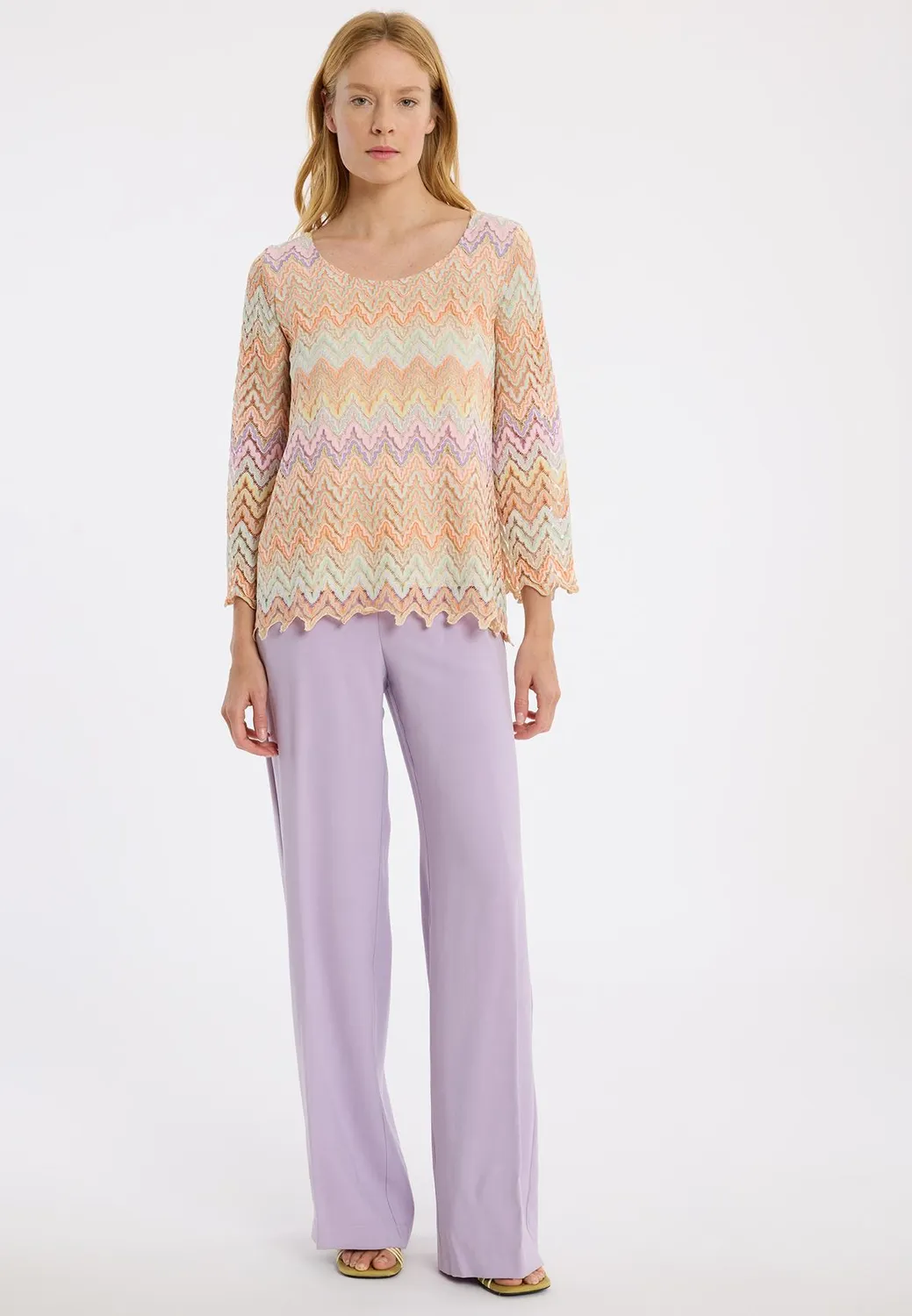 Ana Alcazar Zecoa top maniche lunghe traforato pastel