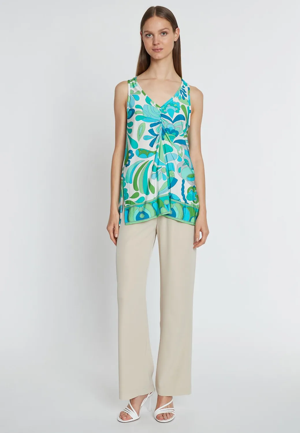 Ana Alcazar Riamy top verde fantasia scollo V