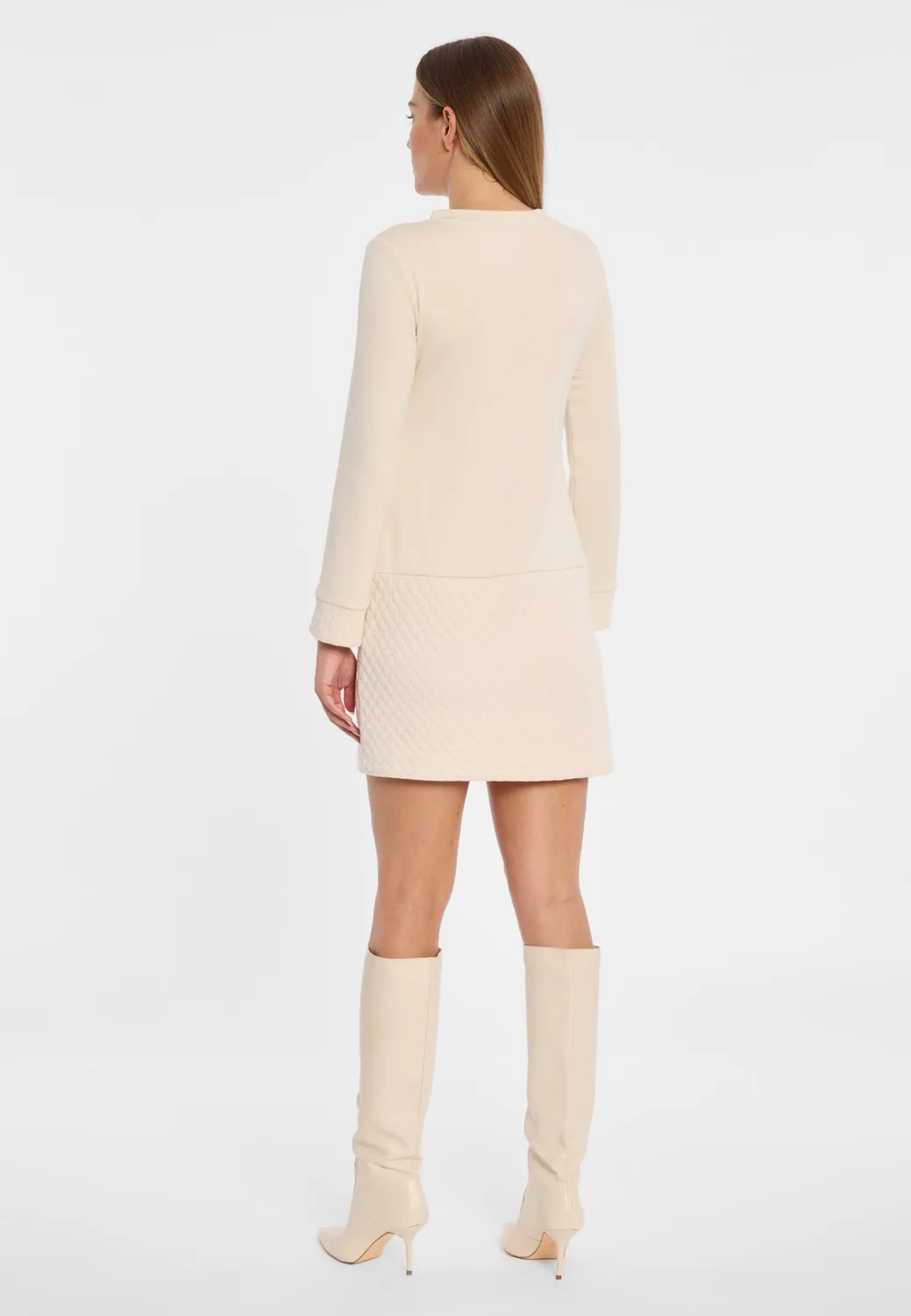 Ana Alcazar Adlena abito linea A bianco crema corto