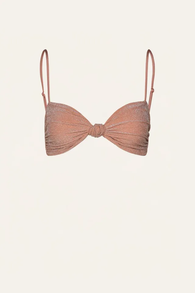Johanna Ortiz Heliconia top bikini rosa lycra lurex