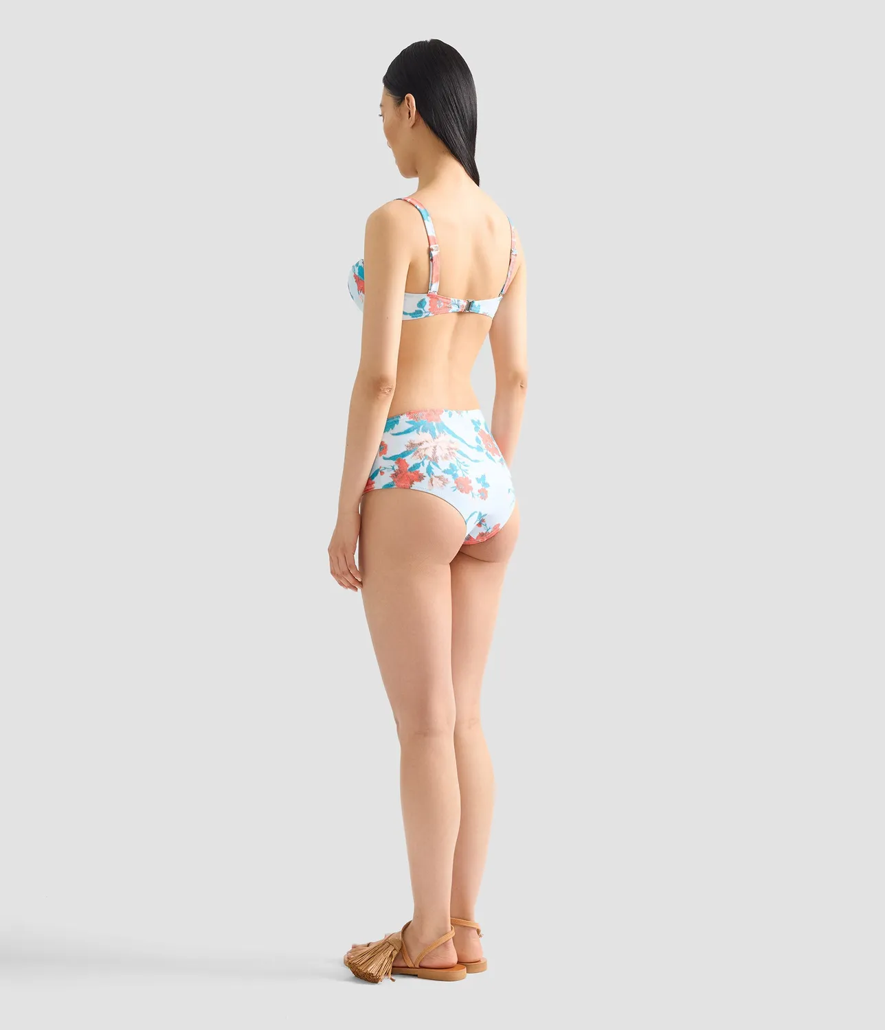 Erdem Slip Bikini Vita Alta Floreale Blu Rosso