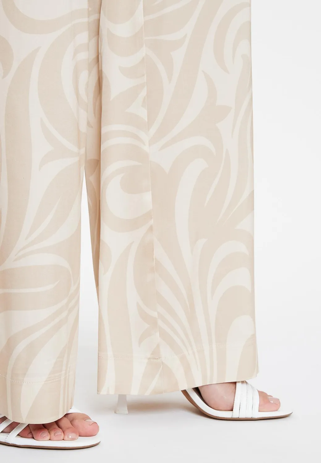 Ana Alcazar Waposa pantaloni palazzo satin beige