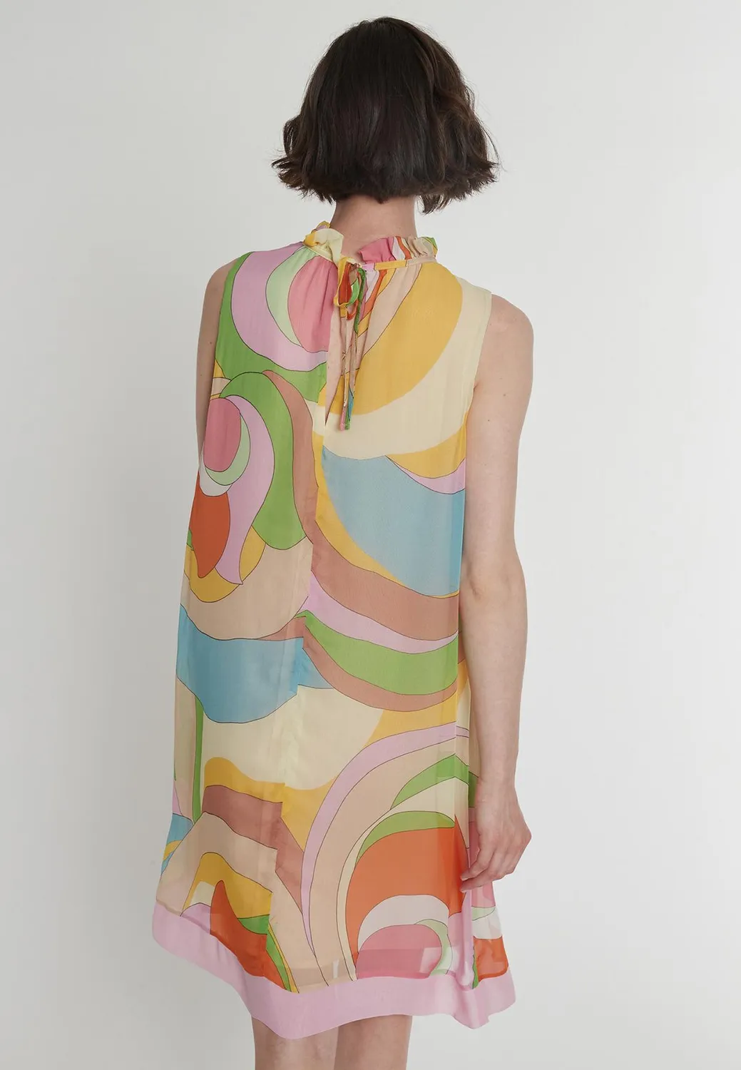Ana Alcazar Pavila abito chiffon fantasia senza maniche