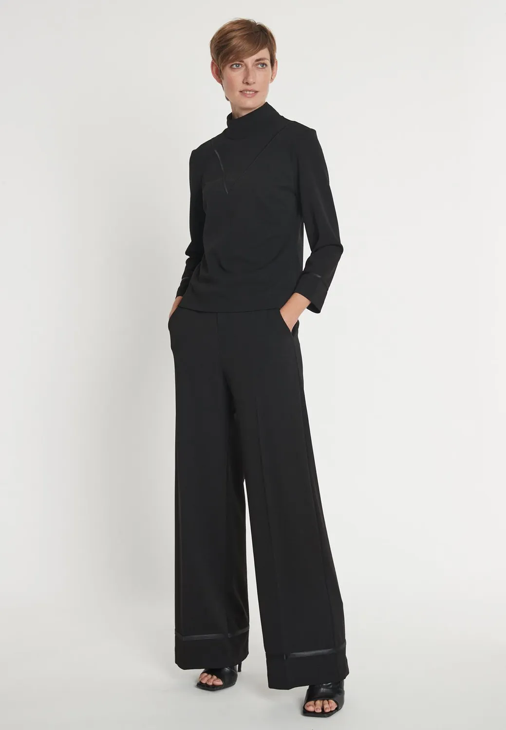 Ana Alcazar Marlene Harieke pantaloni neri vita alta palazzo