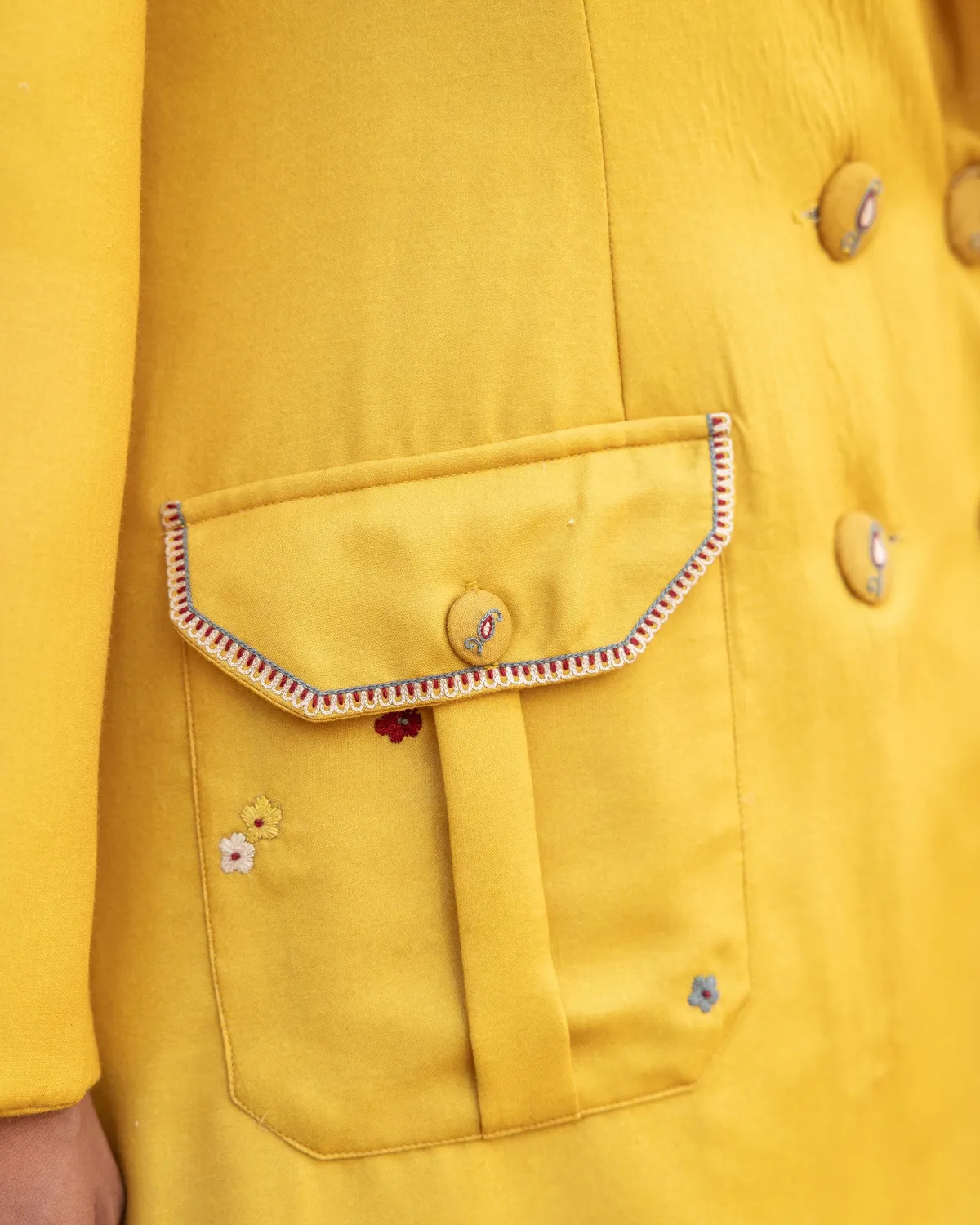Our Dve Rhysa Jacket blazer senape cotone seta taglia L