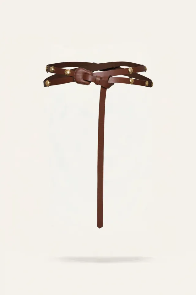 Johanna Ortiz Jungle Oracle cintura pelle marrone vita bassa