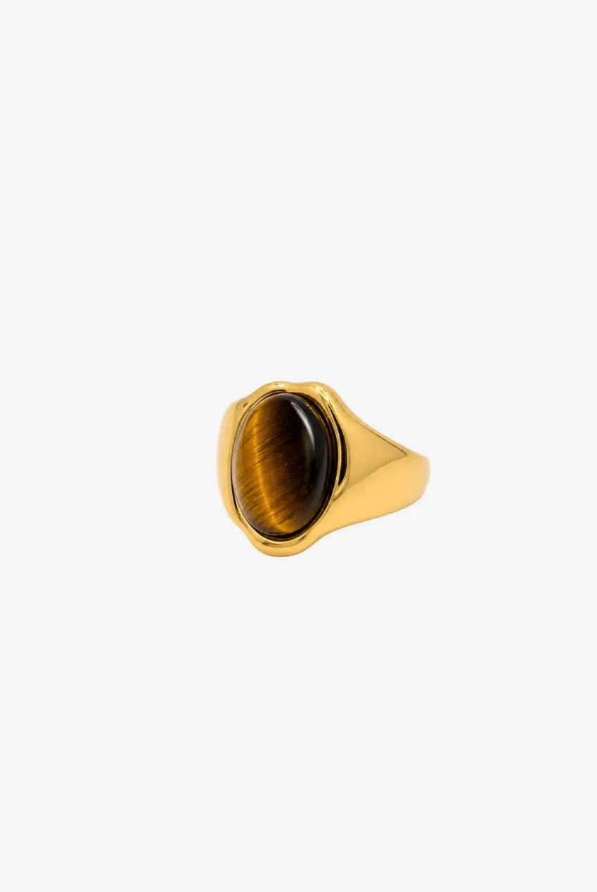 Uchi & Soto Nekomeishi Anello Oro Occhio di Tigre