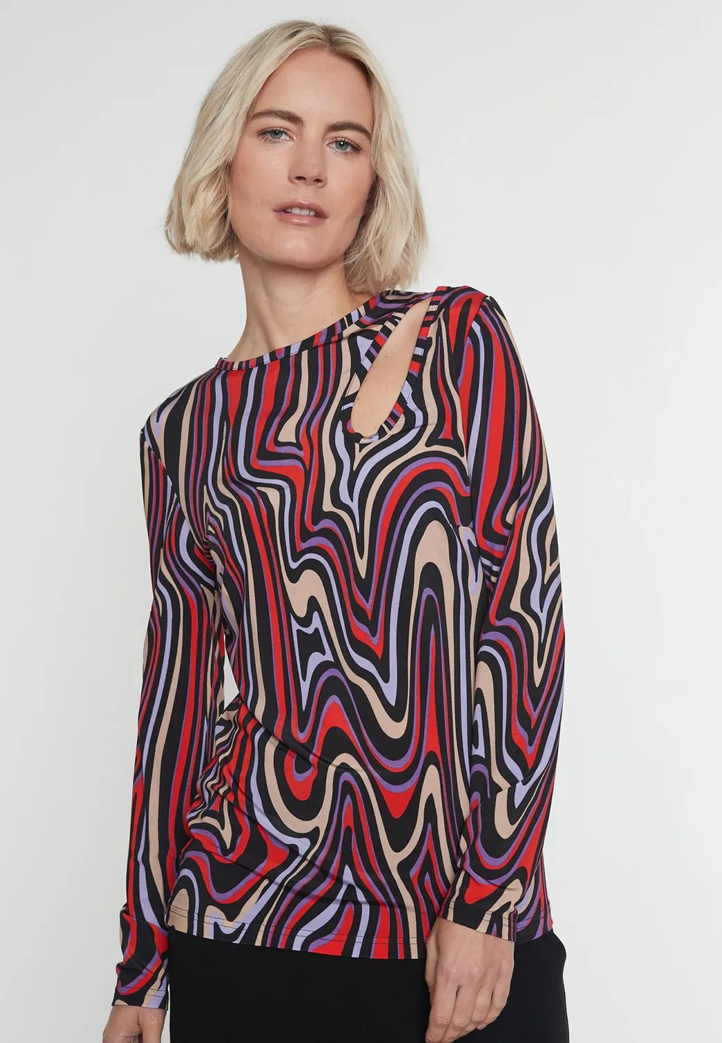 Ana Alcazar Mokky top maniche lunghe fantasia