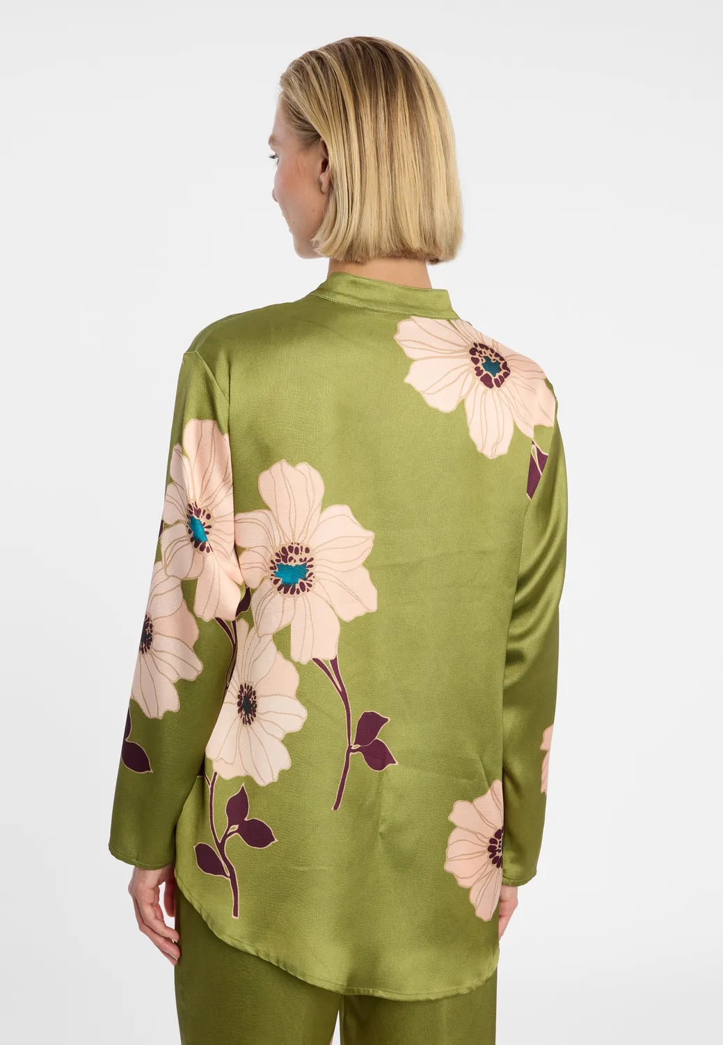 Ana Alcazar Druni blusa kimono in raso verde