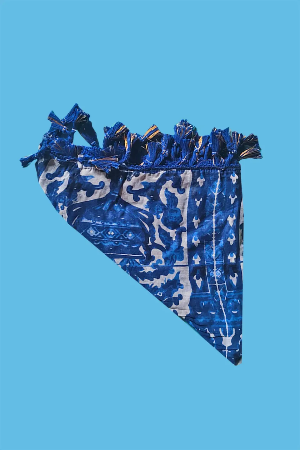 Antica Sartoria Maioliche DV2139 foulard triangolo cotone blu
