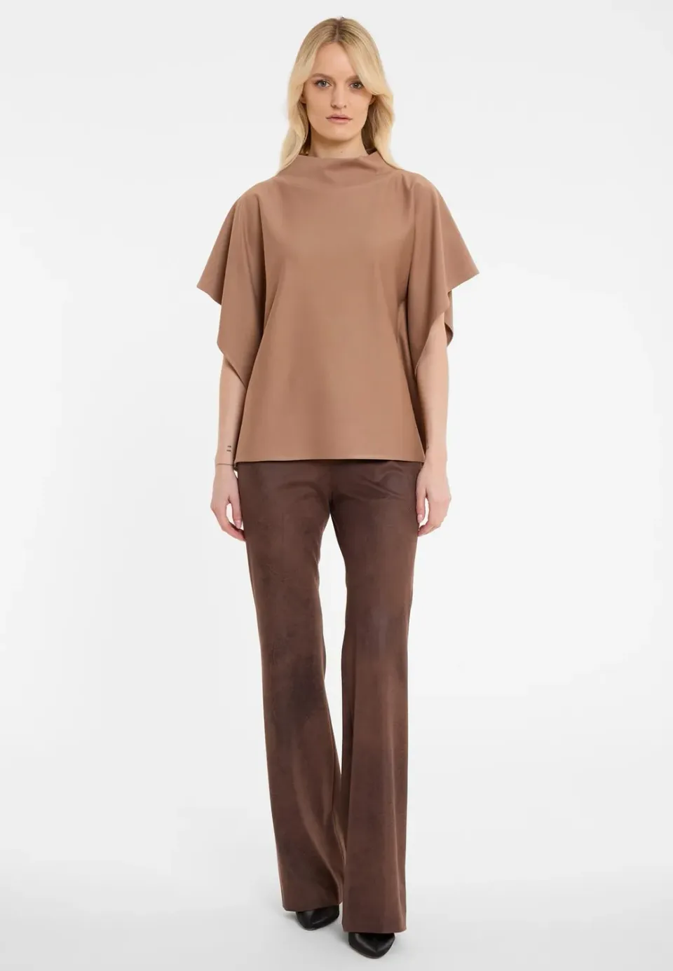 Ana Alcazar Akora top beige scollo a barca