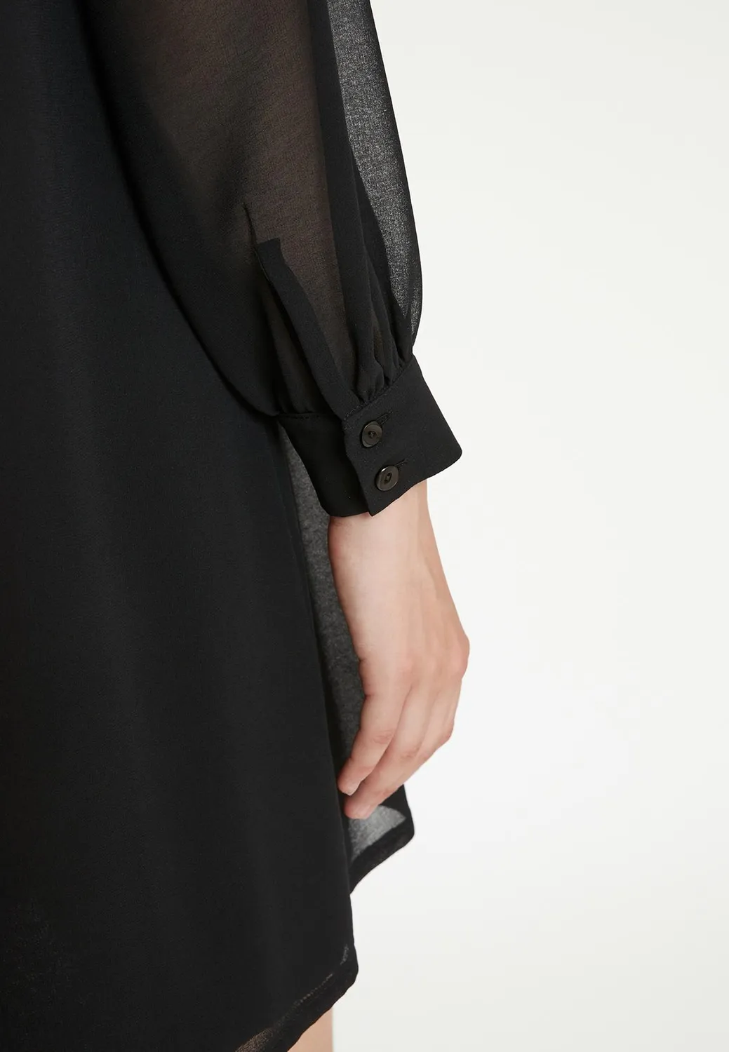 Ana Alcazar Tiwa abito chiffon nero corto da sera