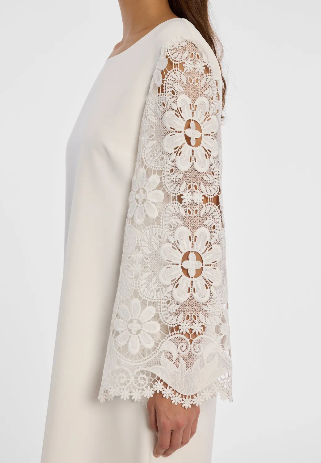 Ana Alcazar Daini abito tunica bianco pizzo floreale