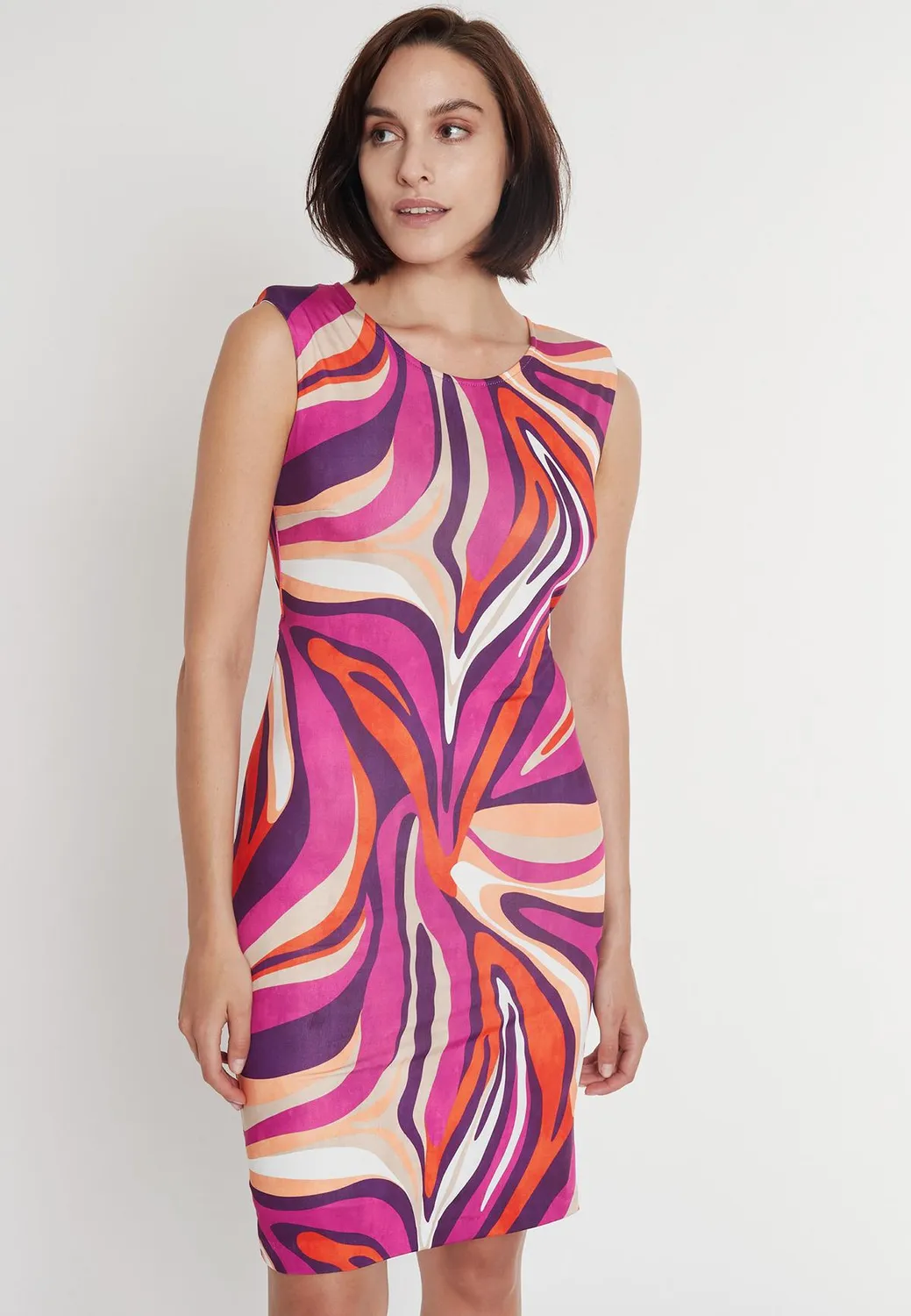 Ana Alcazar Primy tubino jersey stampa fucsia