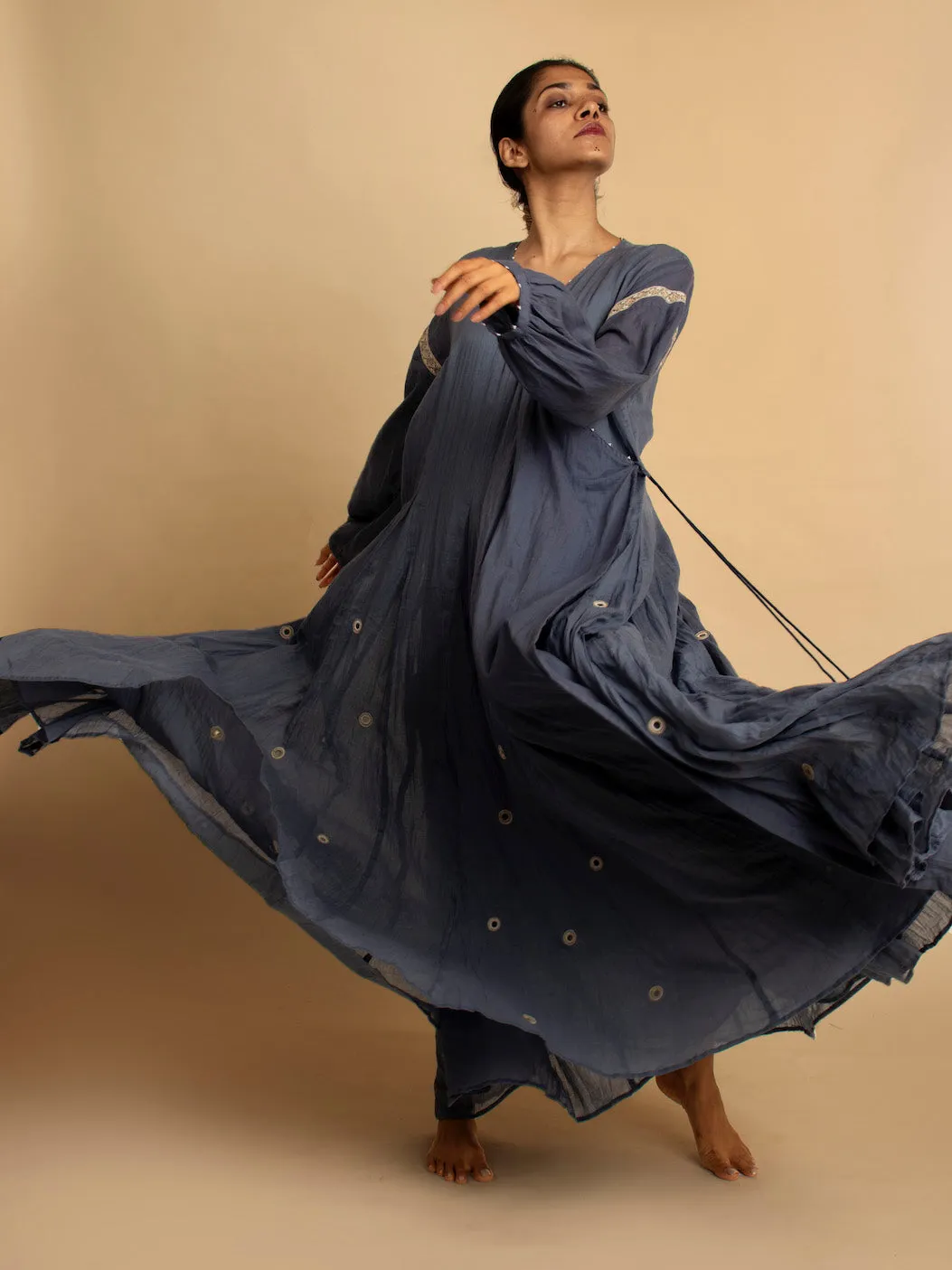 Our Dve Bari maxi abito blu in cotone stampato