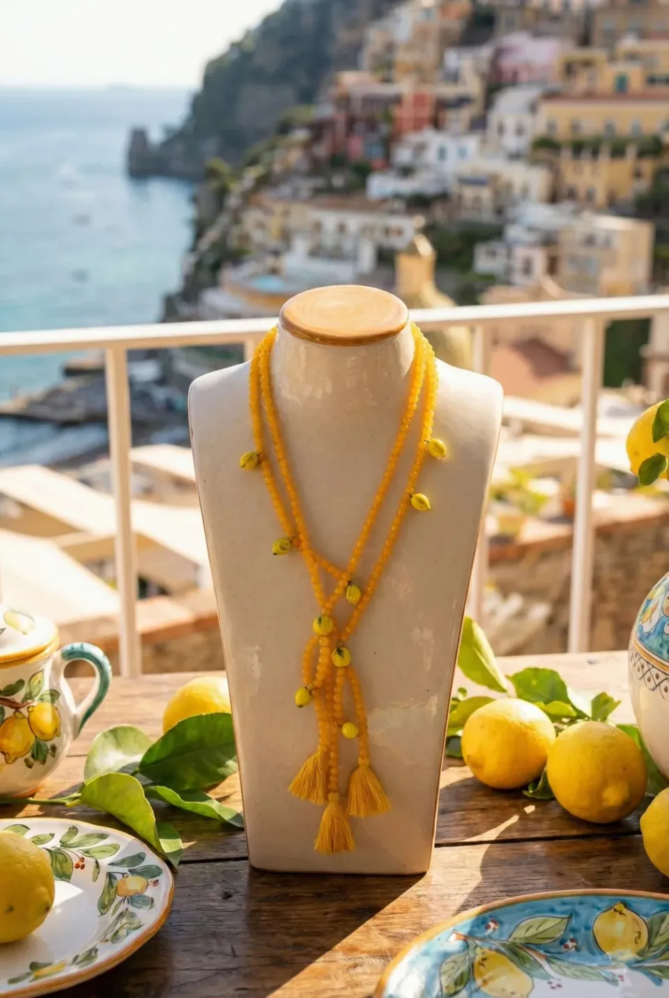 Antica Sartoria FC571 collana gialla multifilo lunga