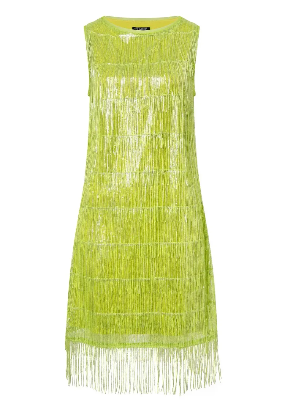 Ana Alcazar Riba abito paillettes lime corto frange