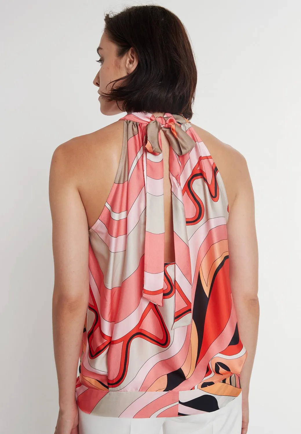 Ana Alcazar Paory Neckholder top satin rosa fiocco
