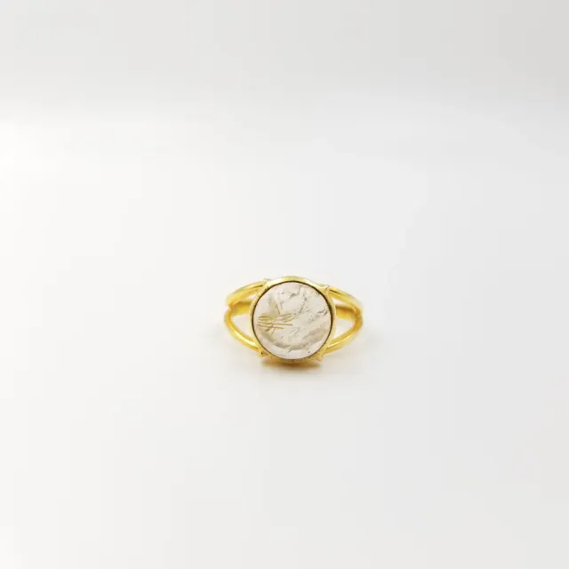 Our Dve Yellow Rutile anello argento placcato oro 18k