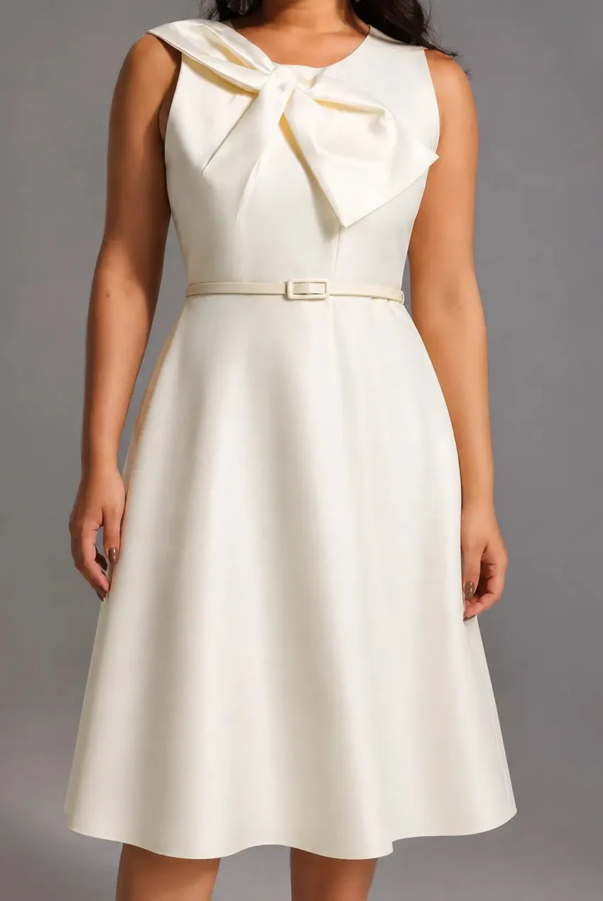 Bella Barnett Fallon abito maxi bianco con fiocco