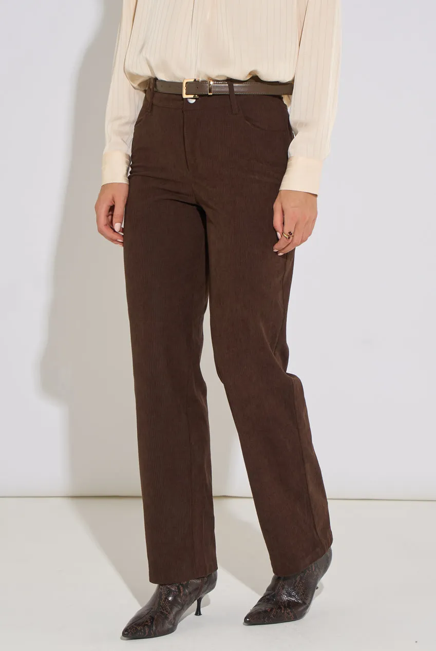 Gini London Brown Cord Straight Leg pantaloni marroni velluto