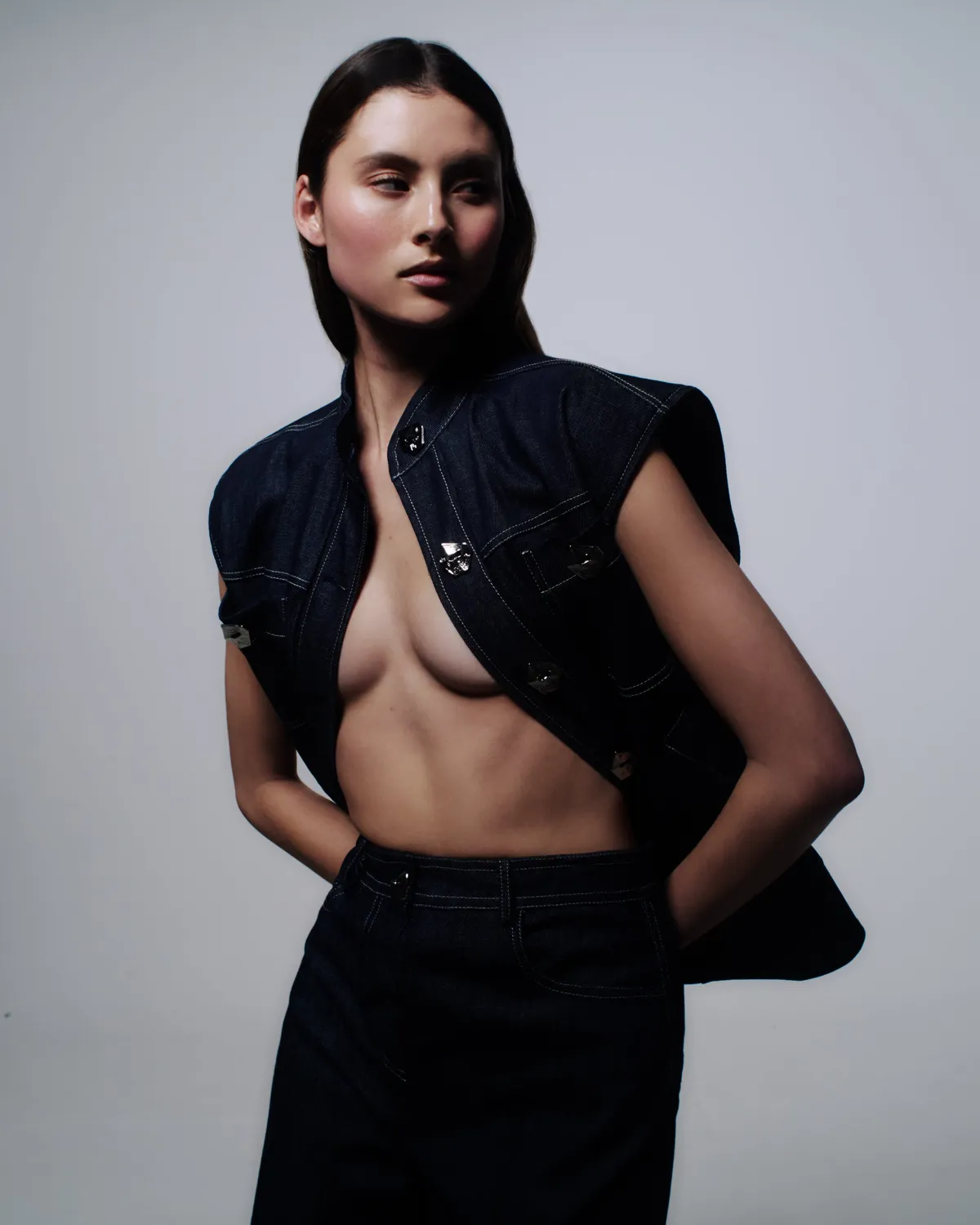 Violante Nessi Fia gilet blu denim organico