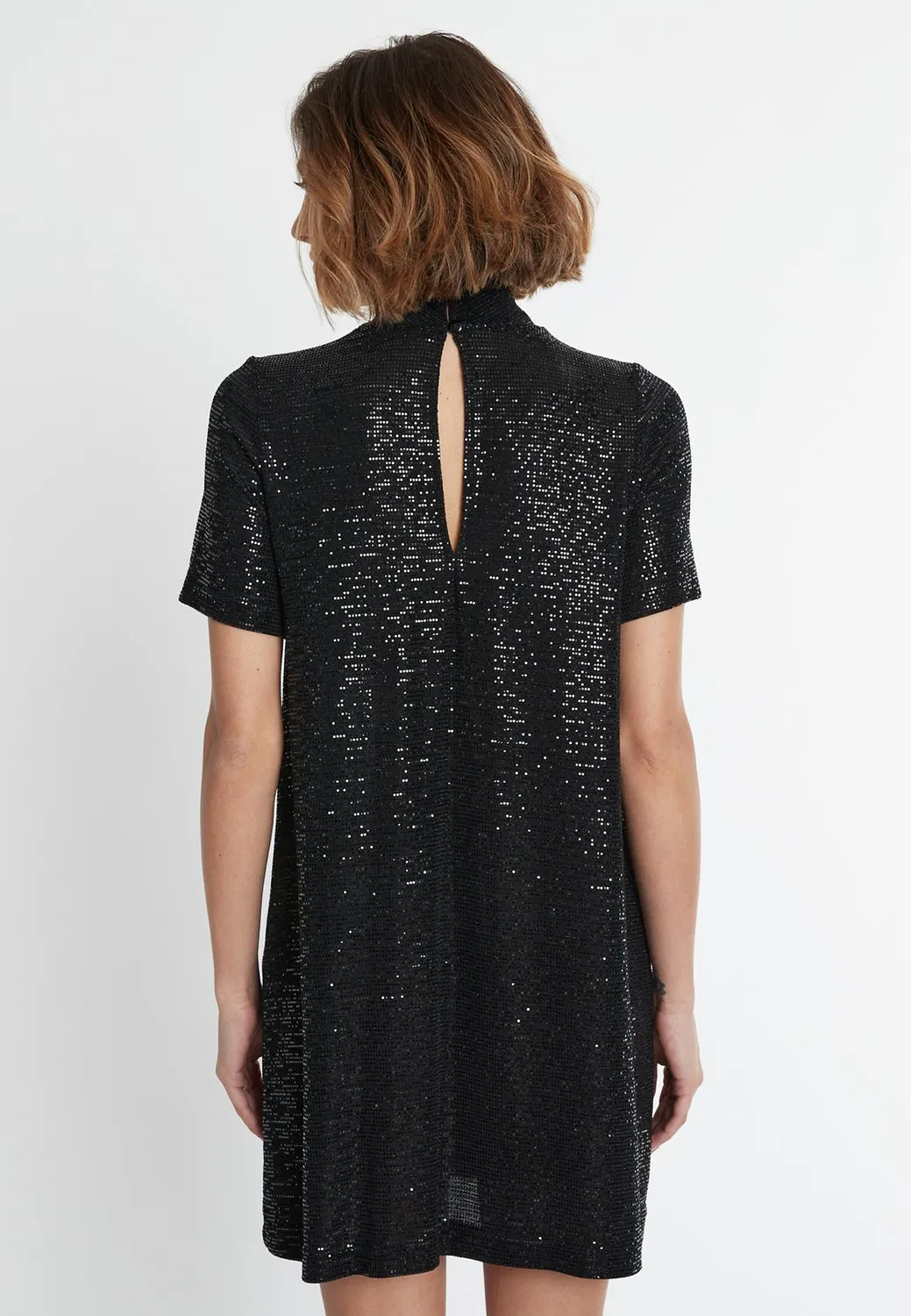 Ana Alcazar Sagea mini abito nero paillettes