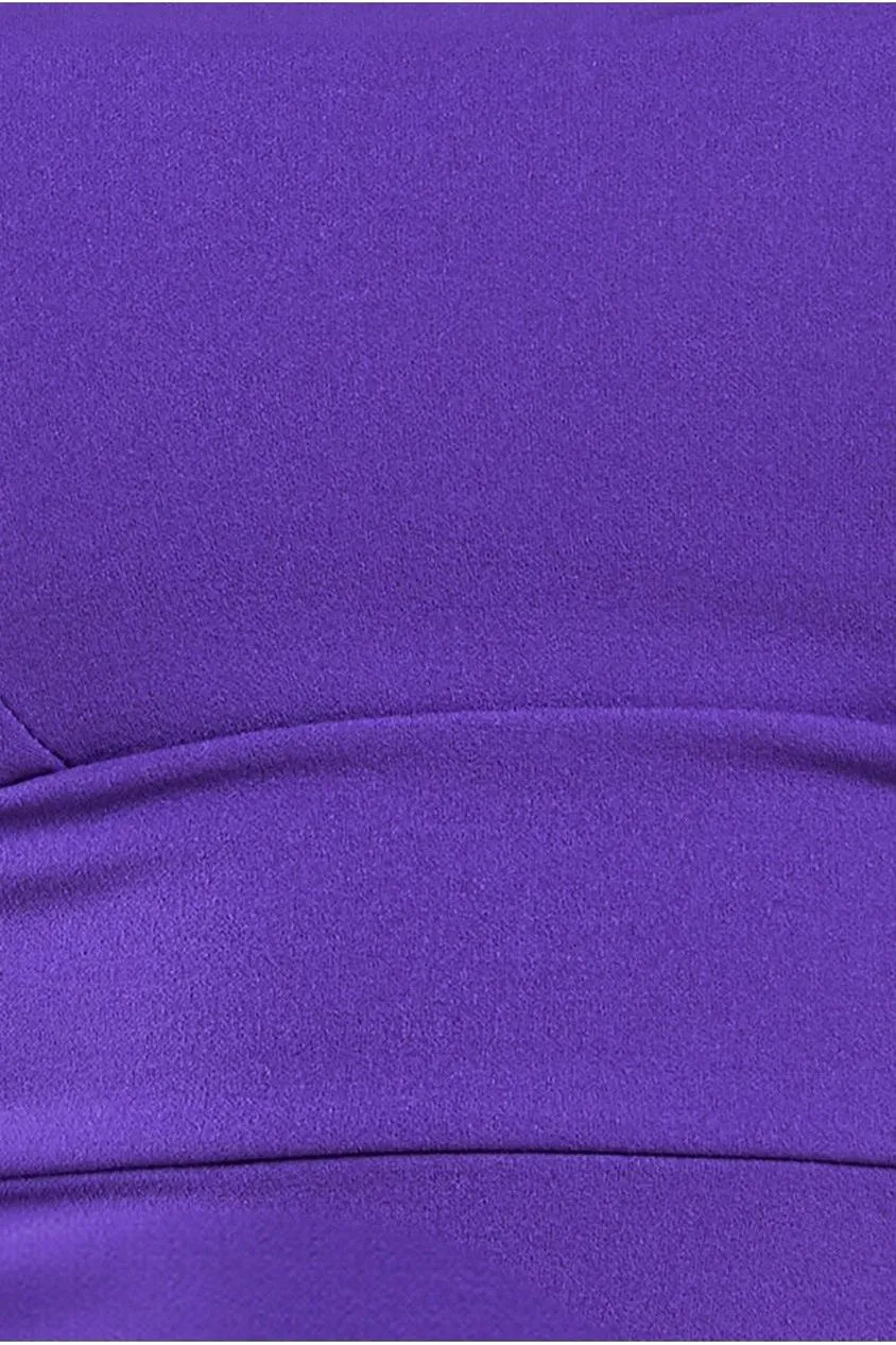 Goddiva Scuba DR3609 Abito Midi Viola Fascia Bodycon