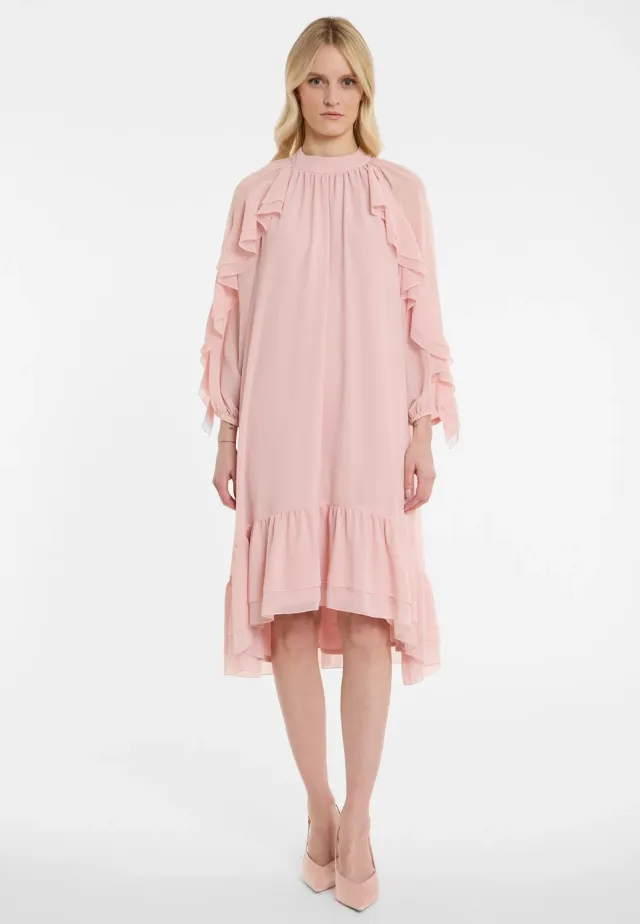 Ana Alcazar Ablysa abito midi nero in chiffon