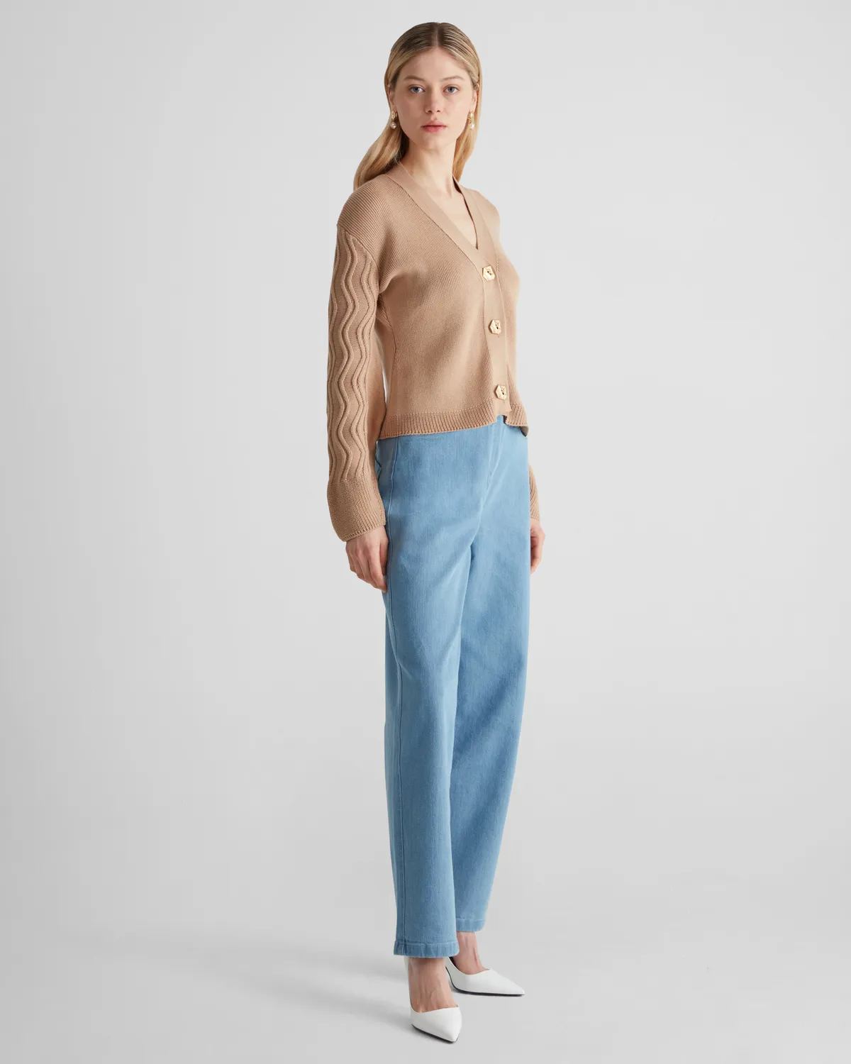 Violante Nessi Wei Wei cardigan beige in cashmere