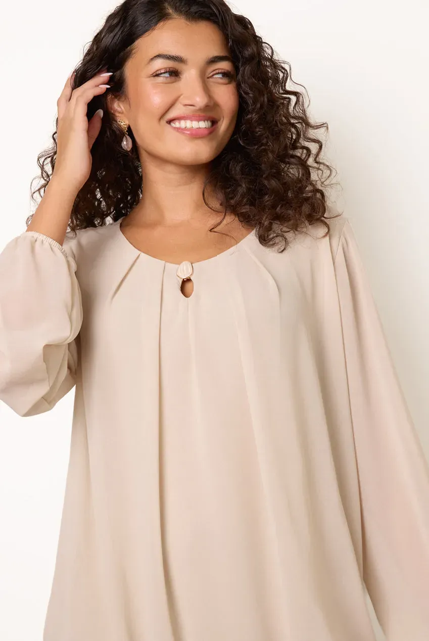 Blue Vanilla blusa beige S/M chiffon bottoni marmo