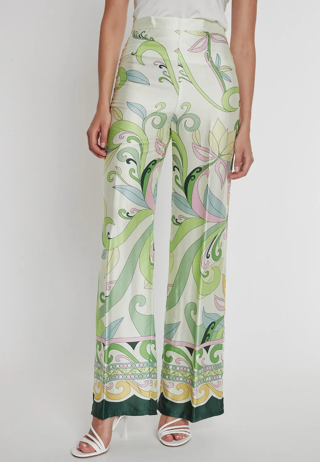 Ana Alcazar Pecosa pantaloni satin fantasia floreale
